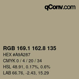 Color code: RGB 169.1 162.8 135 | qconv.com