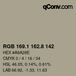 Farbcode: RGB 169.1 162.8 142 | qconv.com