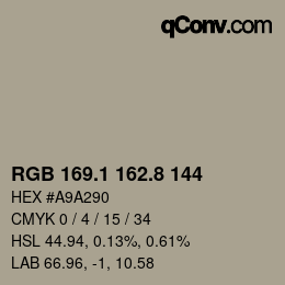 Color code: RGB 169.1 162.8 144 | qconv.com