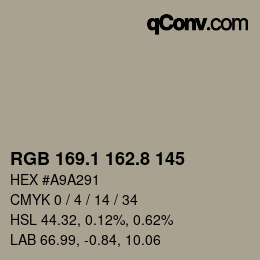 Farbcode: RGB 169.1 162.8 145 | qconv.com