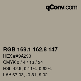 Color code: RGB 169.1 162.8 147 | qconv.com