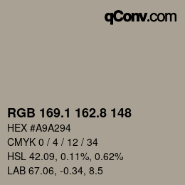 Color code: RGB 169.1 162.8 148 | qconv.com