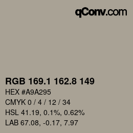 Color code: RGB 169.1 162.8 149 | qconv.com
