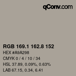 Color code: RGB 169.1 162.8 152 | qconv.com