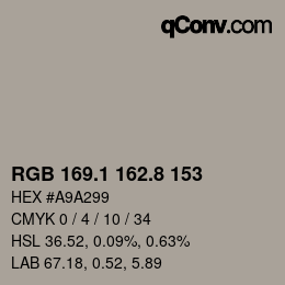 Color code: RGB 169.1 162.8 153 | qconv.com