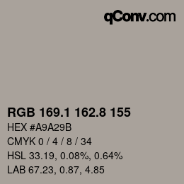 Color code: RGB 169.1 162.8 155 | qconv.com