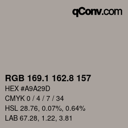 Color code: RGB 169.1 162.8 157 | qconv.com