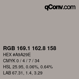 Color code: RGB 169.1 162.8 158 | qconv.com