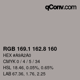 Color code: RGB 169.1 162.8 160 | qconv.com
