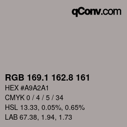 Farbcode: RGB 169.1 162.8 161 | qconv.com