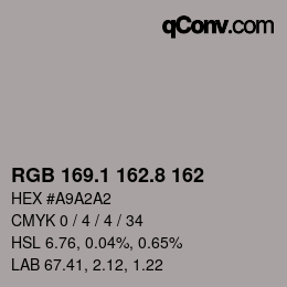 Color code: RGB 169.1 162.8 162 | qconv.com
