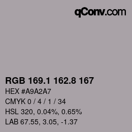 Color code: RGB 169.1 162.8 167 | qconv.com