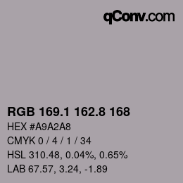Color code: RGB 169.1 162.8 168 | qconv.com