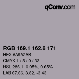 Color code: RGB 169.1 162.8 171 | qconv.com