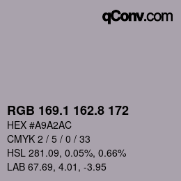 Color code: RGB 169.1 162.8 172 | qconv.com