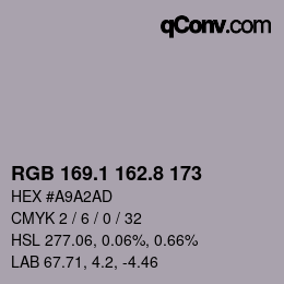 Color code: RGB 169.1 162.8 173 | qconv.com