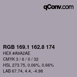 Color code: RGB 169.1 162.8 174 | qconv.com