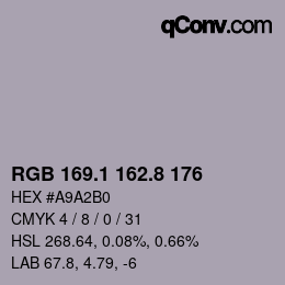 Color code: RGB 169.1 162.8 176 | qconv.com