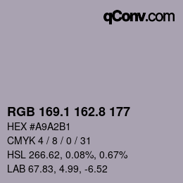 Color code: RGB 169.1 162.8 177 | qconv.com