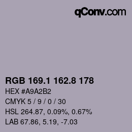 Farbcode: RGB 169.1 162.8 178 | qconv.com