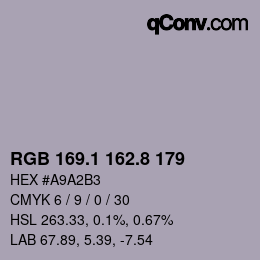 Color code: RGB 169.1 162.8 179 | qconv.com