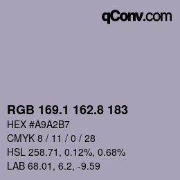 Color code: RGB 169.1 162.8 183 | qconv.com