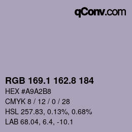 Color code: RGB 169.1 162.8 184 | qconv.com