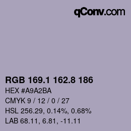 Farbcode: RGB 169.1 162.8 186 | qconv.com