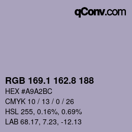Color code: RGB 169.1 162.8 188 | qconv.com