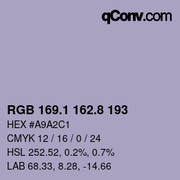 Farbcode: RGB 169.1 162.8 193 | qconv.com