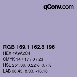 Farbcode: RGB 169.1 162.8 196 | qconv.com