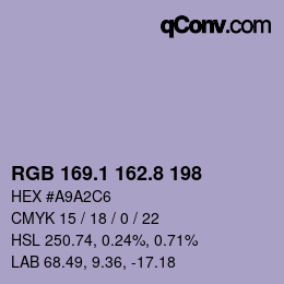 Color code: RGB 169.1 162.8 198 | qconv.com