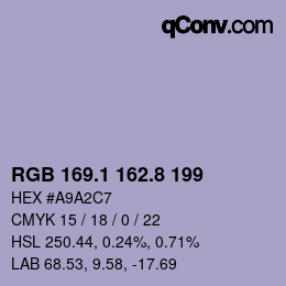 カラーコード: RGB 169.1 162.8 199 | qconv.com