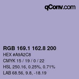 Color code: RGB 169.1 162.8 200 | qconv.com
