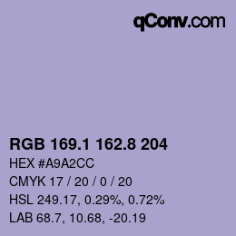カラーコード: RGB 169.1 162.8 204 | qconv.com