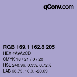 Color code: RGB 169.1 162.8 205 | qconv.com