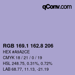 カラーコード: RGB 169.1 162.8 206 | qconv.com