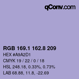 カラーコード: RGB 169.1 162.8 209 | qconv.com