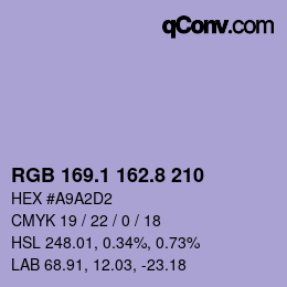 Código de color: RGB 169.1 162.8 210 | qconv.com