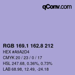 Color code: RGB 169.1 162.8 212 | qconv.com