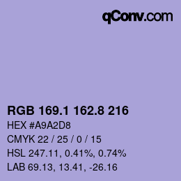 カラーコード: RGB 169.1 162.8 216 | qconv.com