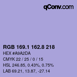 Farbcode: RGB 169.1 162.8 218 | qconv.com