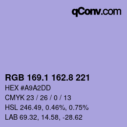 Farbcode: RGB 169.1 162.8 221 | qconv.com