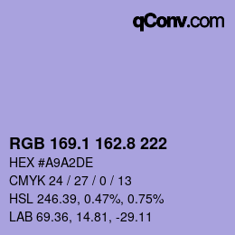 カラーコード: RGB 169.1 162.8 222 | qconv.com
