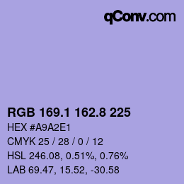 カラーコード: RGB 169.1 162.8 225 | qconv.com