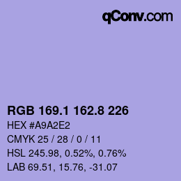 カラーコード: RGB 169.1 162.8 226 | qconv.com