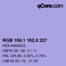 カラーコード: RGB 169.1 162.8 227 | qconv.com