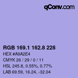 カラーコード: RGB 169.1 162.8 228 | qconv.com