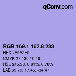 カラーコード: RGB 169.1 162.8 233 | qconv.com