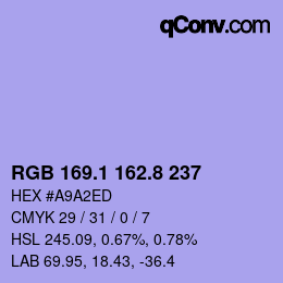 カラーコード: RGB 169.1 162.8 237 | qconv.com